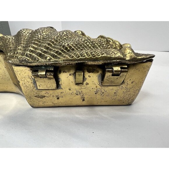 9" Vintage Large Hampton Brass Hinged Clam Shell MCM Decorative Box Keepsake Box - Picture 7 of 13